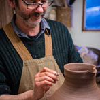 Doug Fitch and Hannah McAndrew making a jug for me